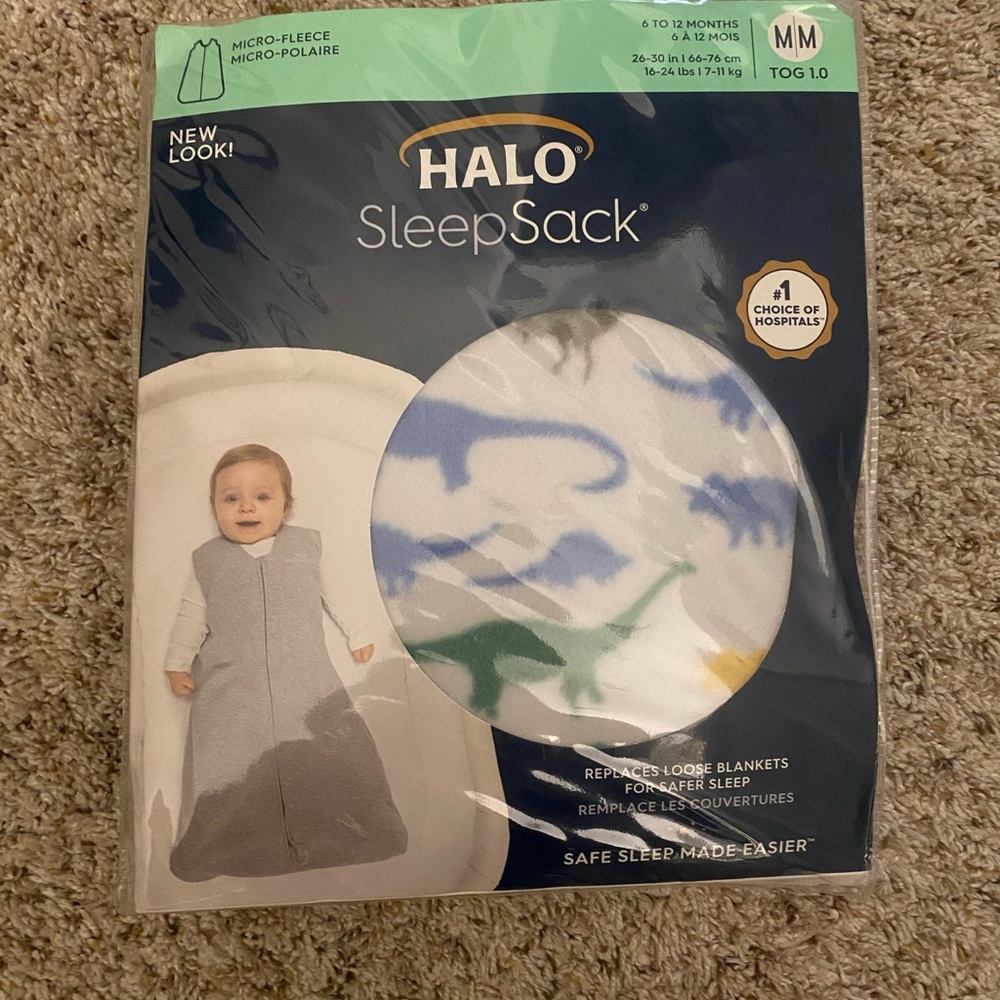 HALO Micro-Fleece Sleepsack Swaddle, 3-Way Wearable Blanket, Dinos (6-12M)